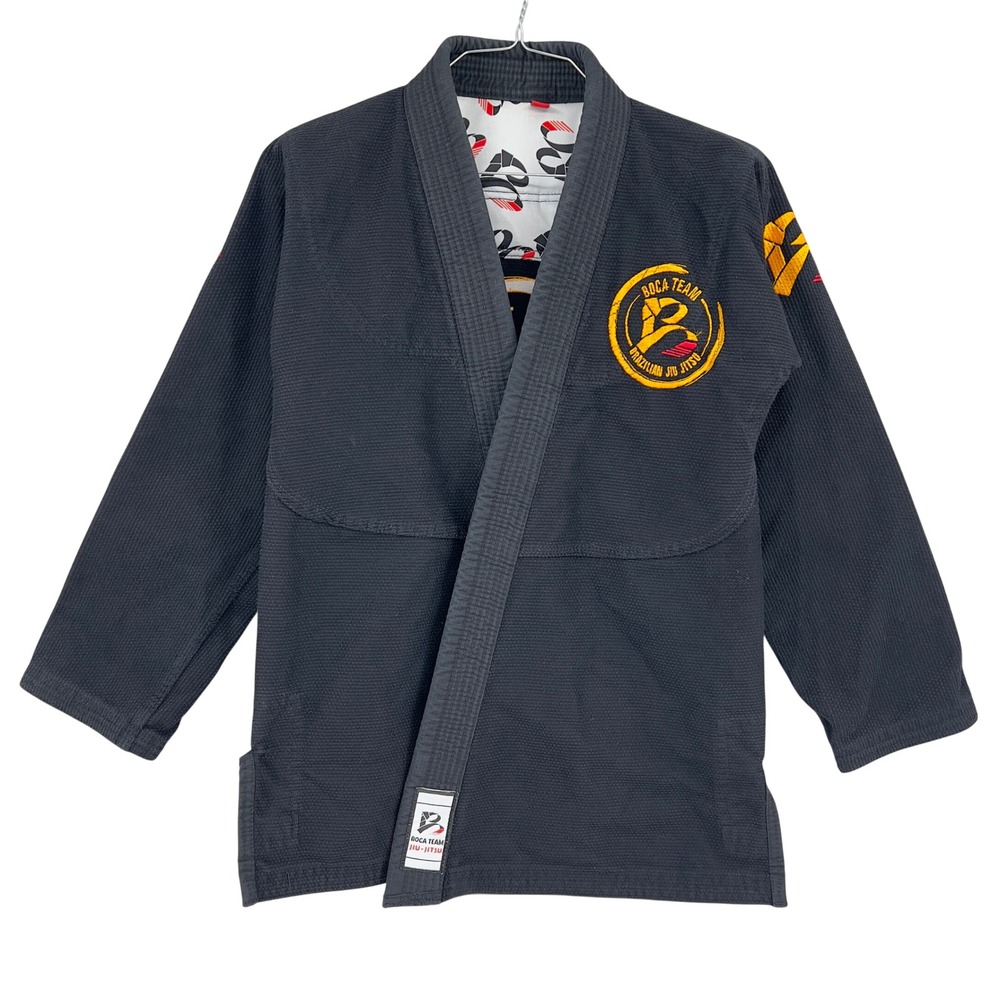 Boca Team Mens A1 BJJ Gi Top Only Black Brazilian Jiu Jitsu Kimono Pearl Weave